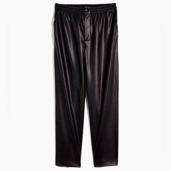 Madewell Vegan Leather Track Trousers in True Black - Size XS - Picture 4 of 4